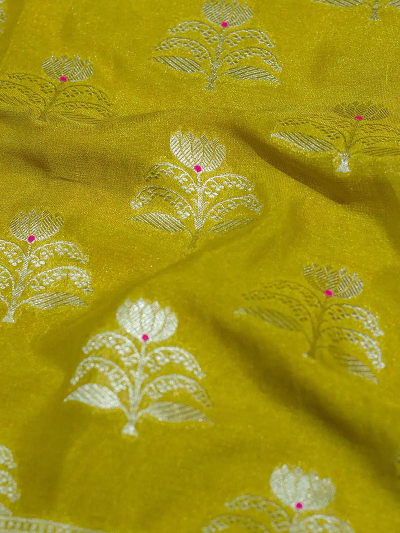 Handwoven Mustard Banarasi Georgette Saree