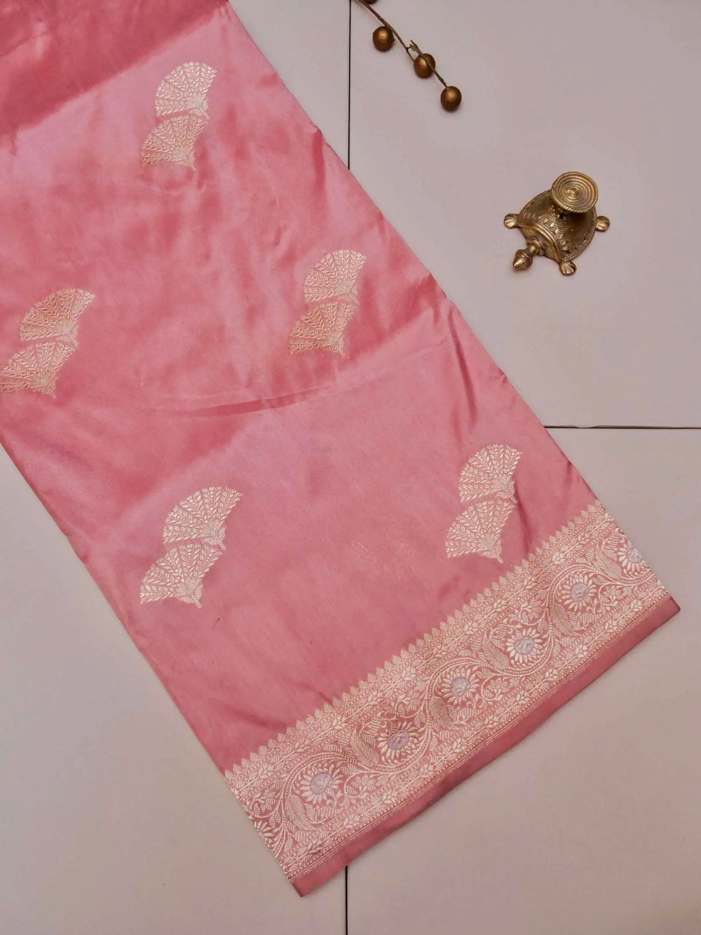 Handwoven Peach Banarasi  Katan  Silk Saree