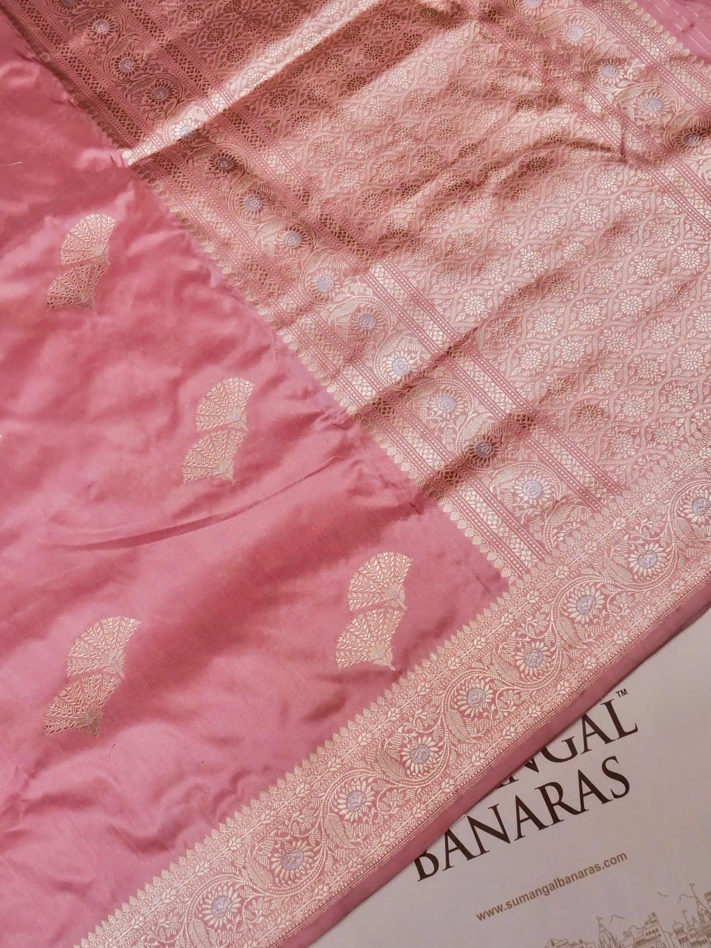 Handwoven Peach Banarasi  Katan  Silk Saree