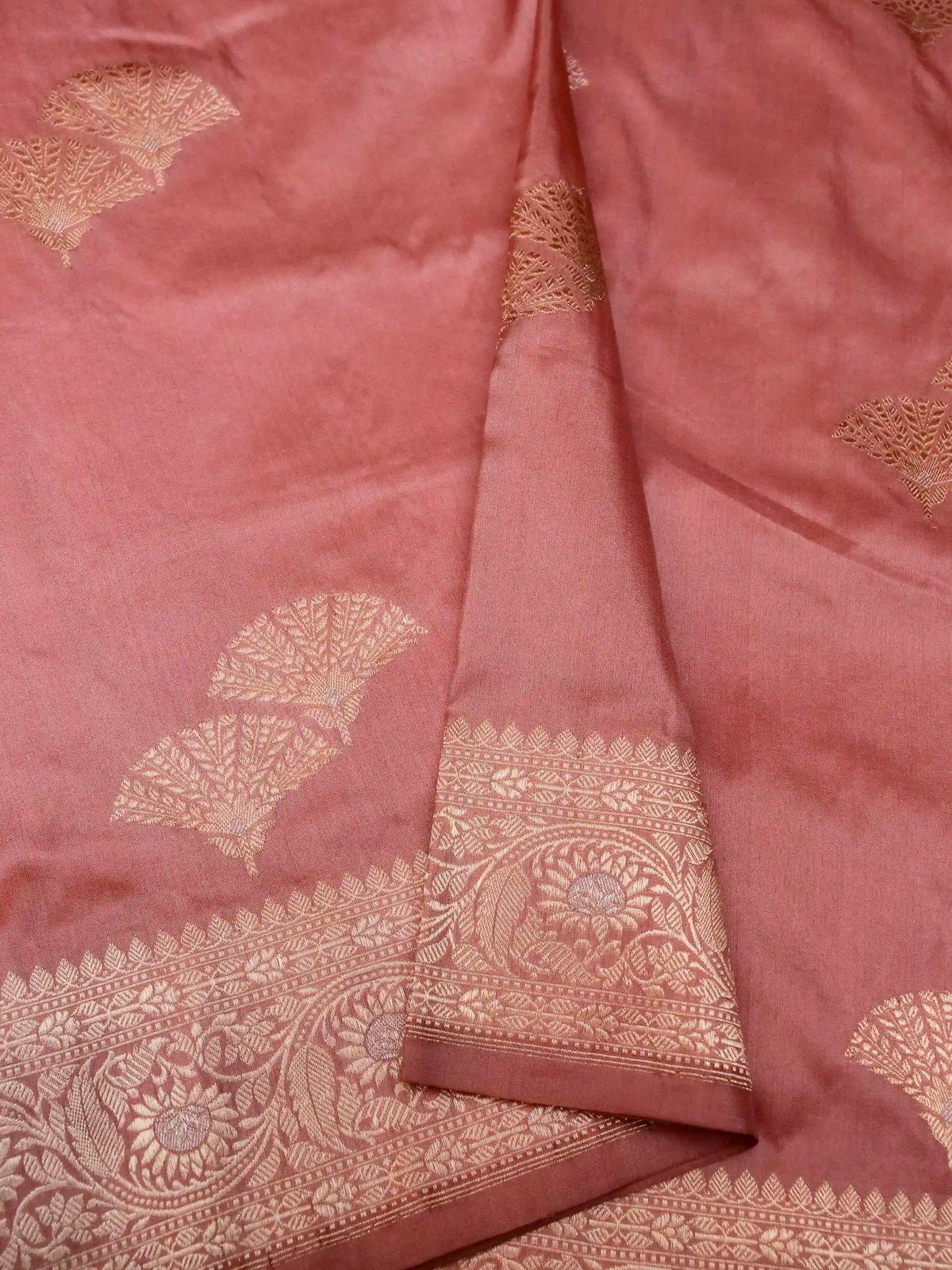 Handwoven Peach Banarasi  Katan  Silk Saree