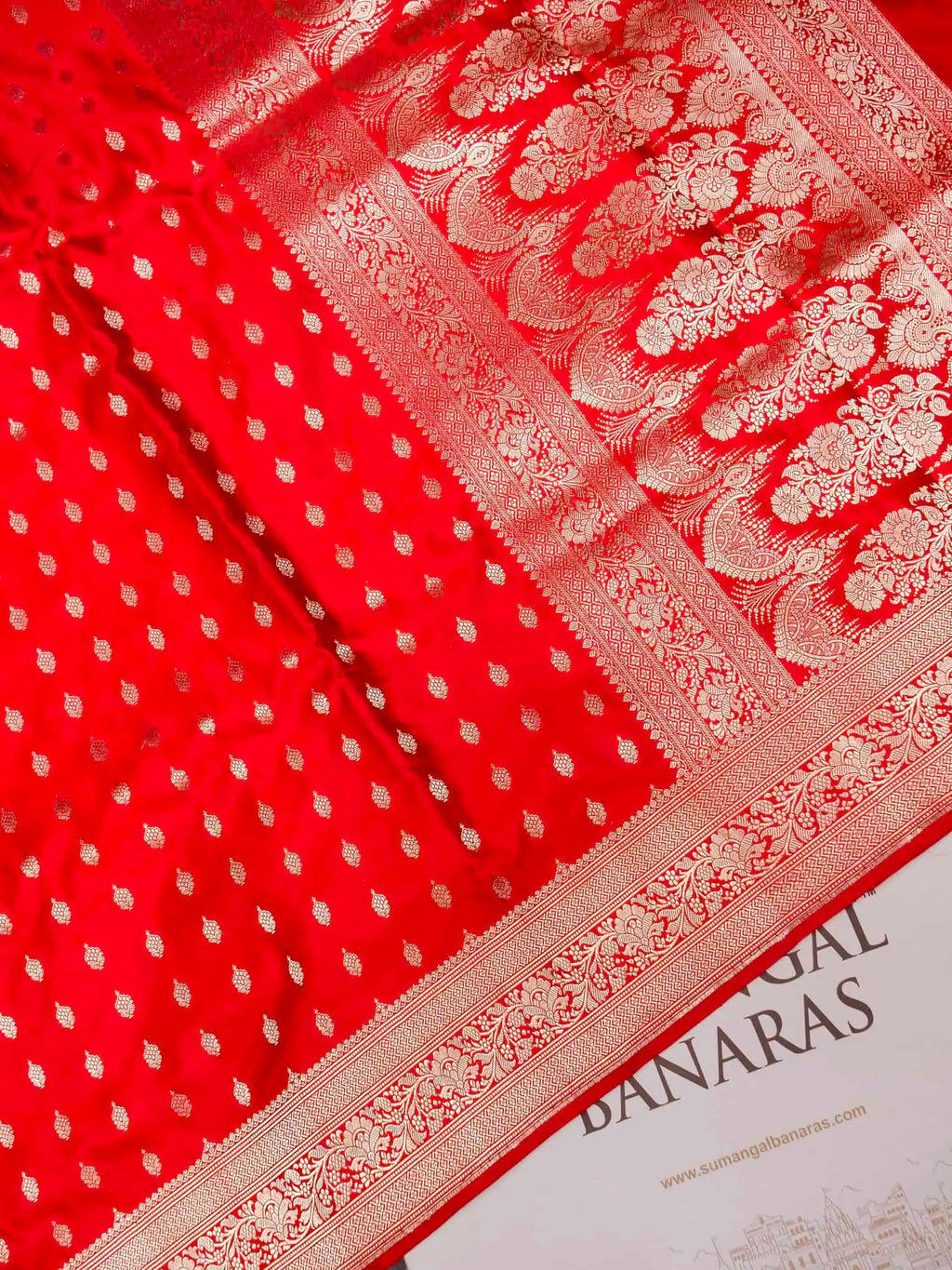 Handwoven Red Banarasi  Katan  Silk Saree