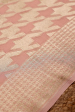 Handwoven Peach Banarasi Khaddi Georgette Silk Saree