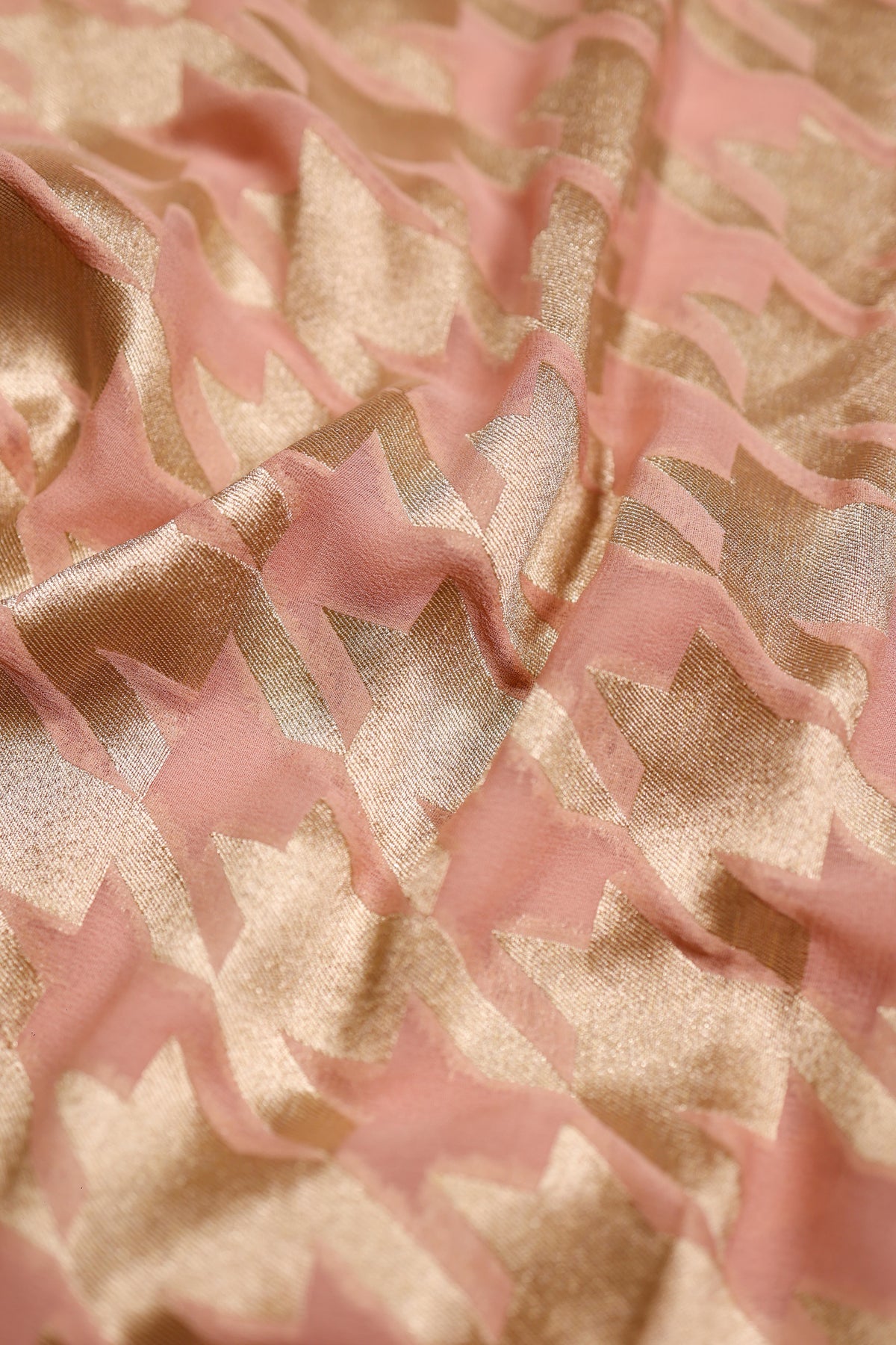 Handwoven Peach Banarasi Khaddi Georgette Silk Saree