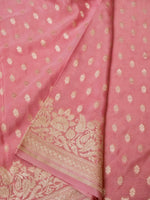 Handwoven Pink Banarasi Khaddi Georgette Saree