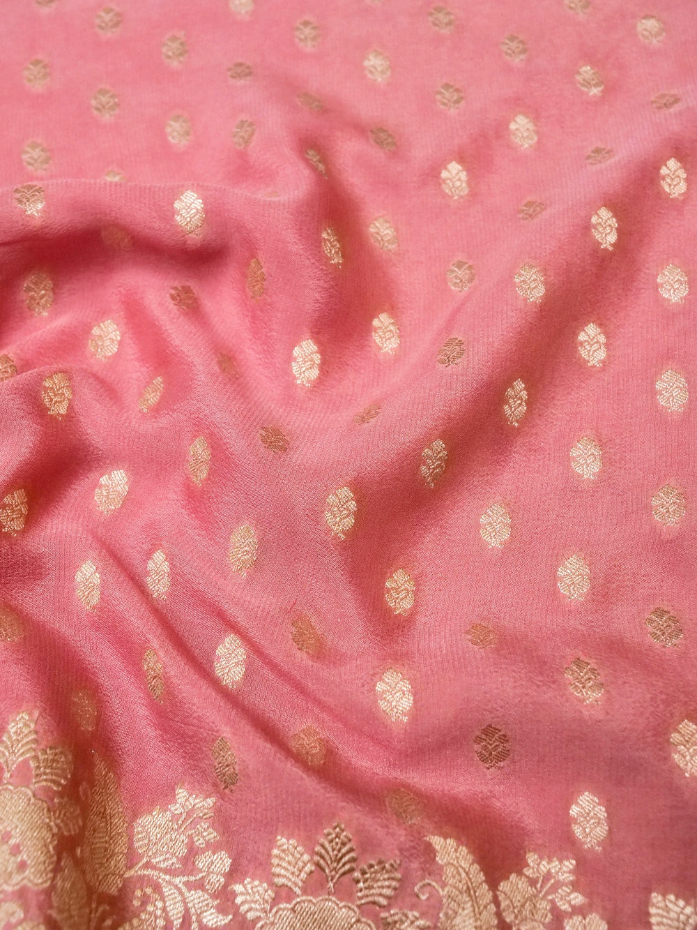 Handwoven Pink Banarasi Khaddi Georgette Saree