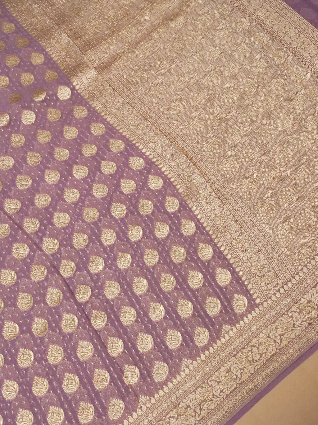 Handwoven Mauve Banarasi Khaddi Georgette Saree