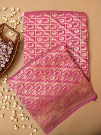 Handwoven Pink Banarasi Khaddi Georgette Saree