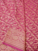 Handwoven Pink Banarasi Khaddi Georgette Saree