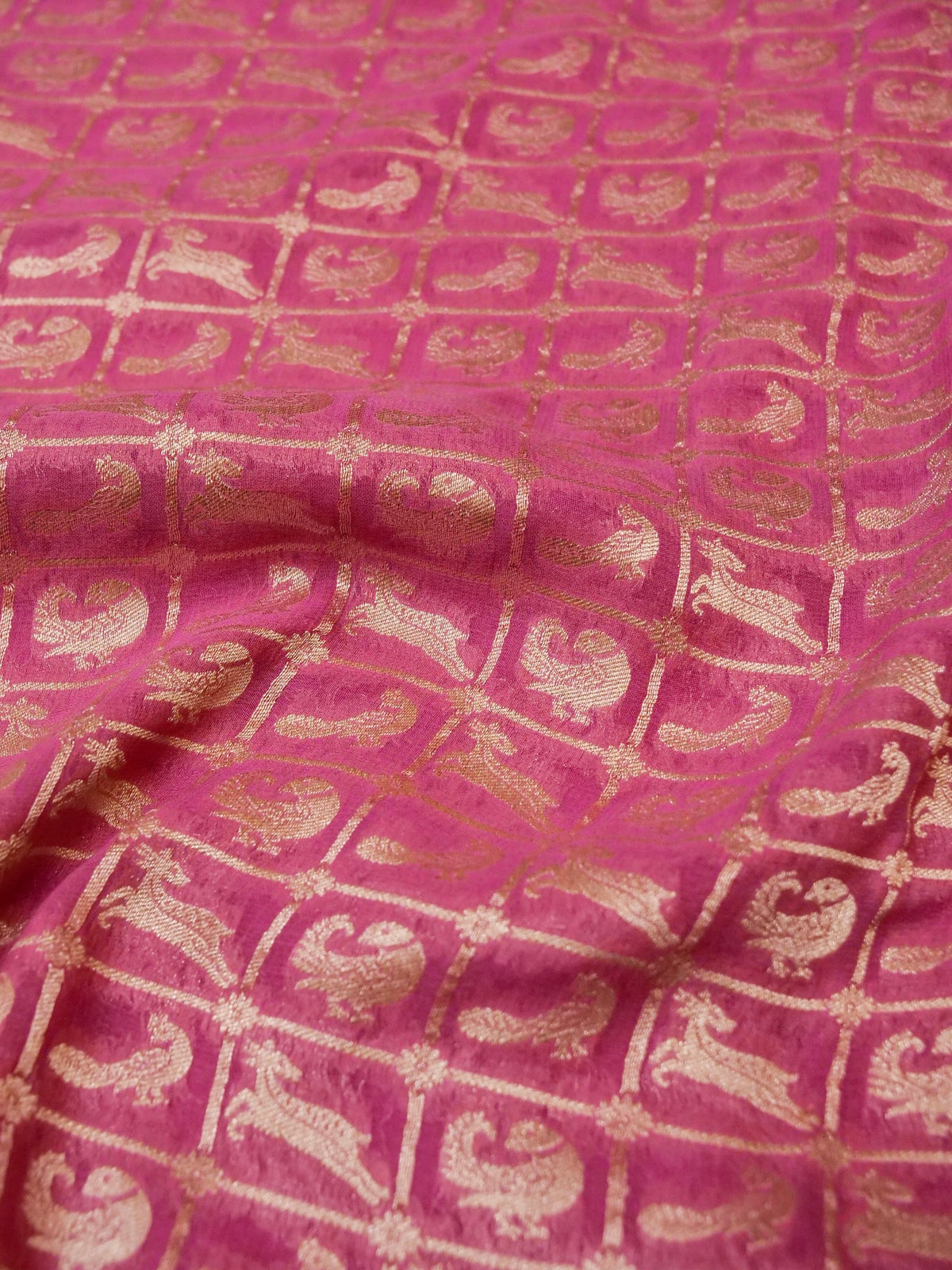 Handwoven Pink Banarasi Khaddi Georgette Saree