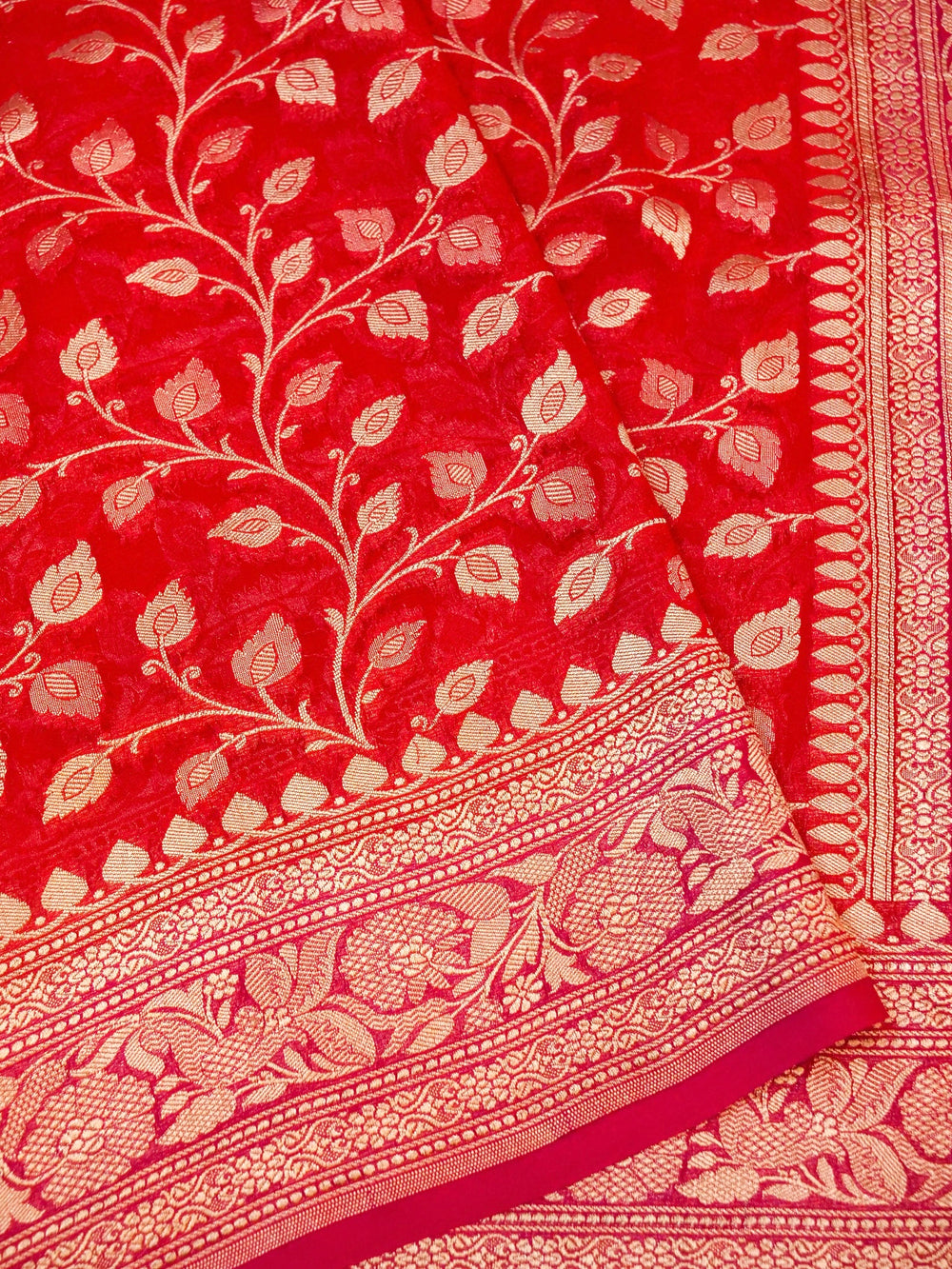 Handwoven Maroon Banarasi Khaddi Georgette Saree