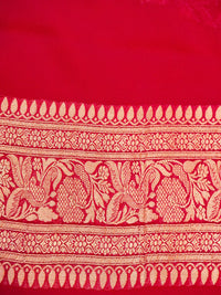 Handwoven Maroon Banarasi Khaddi Georgette Saree