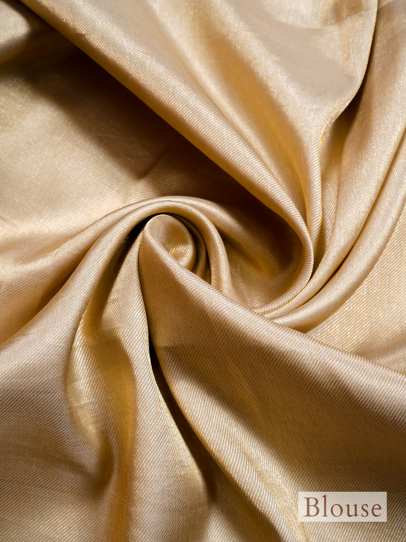 Handwoven Beige Banarasi Mashru Silk Saree