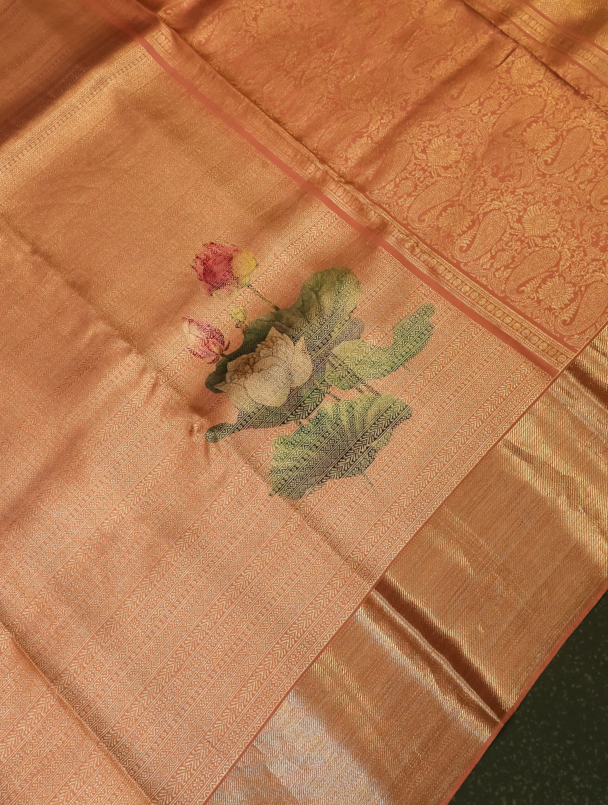 Handwoven Peach Banarasi Pure Silk Saree