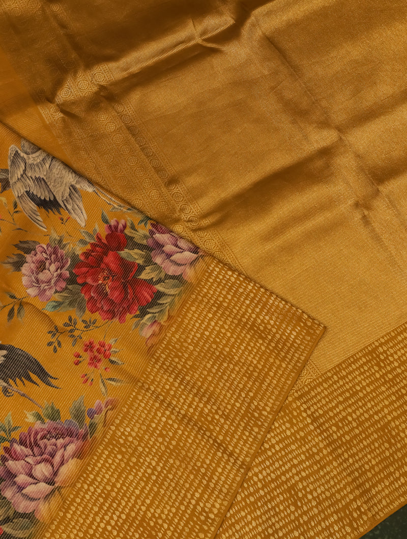 Handwoven Yellow Banarasi Katan Silk Saree