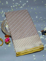 Handwoven Light Brown Banarasi Cotton Soft Silk Saree