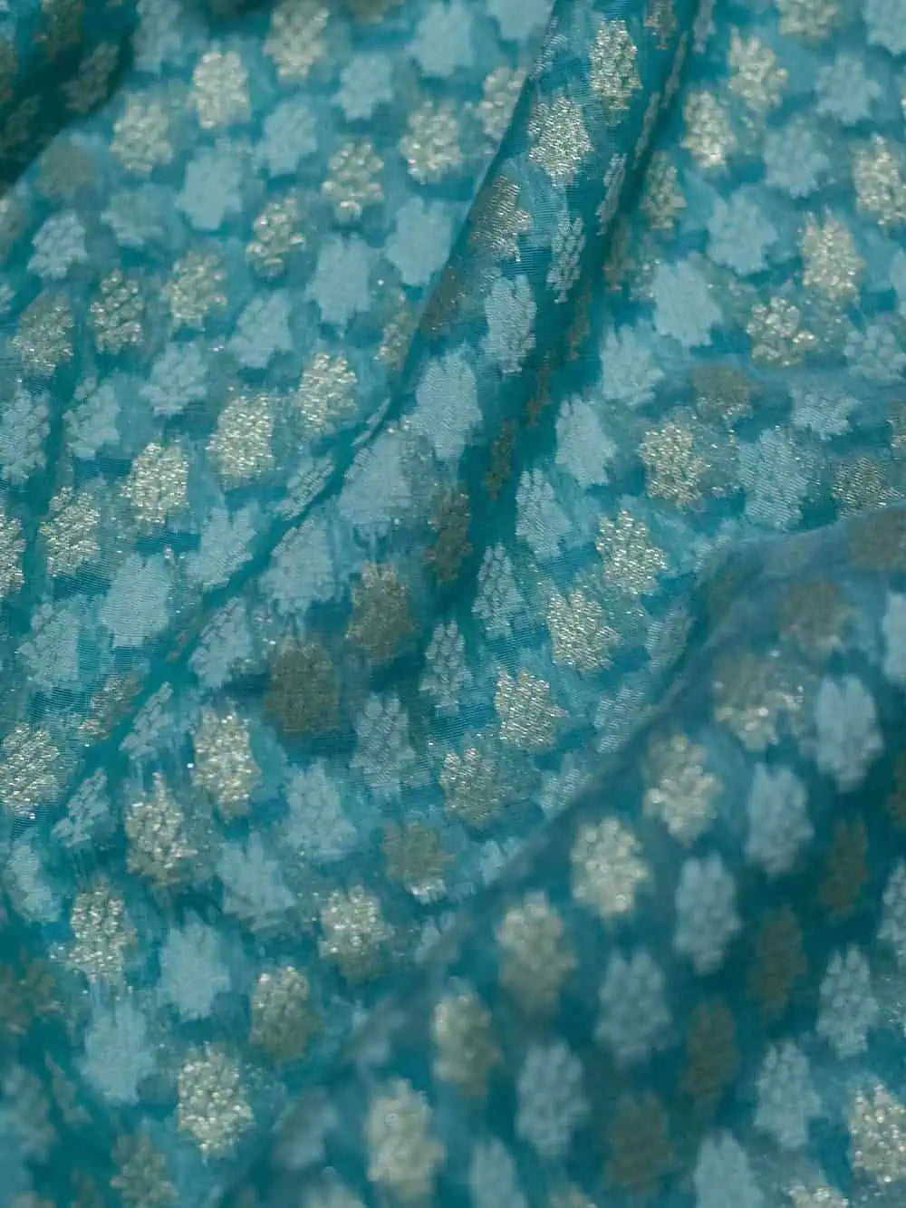 Handwoven Sea Green Banarasi Cotton Soft Silk Saree