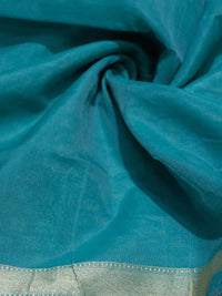 Handwoven Sea Green Banarasi Cotton Soft Silk Saree