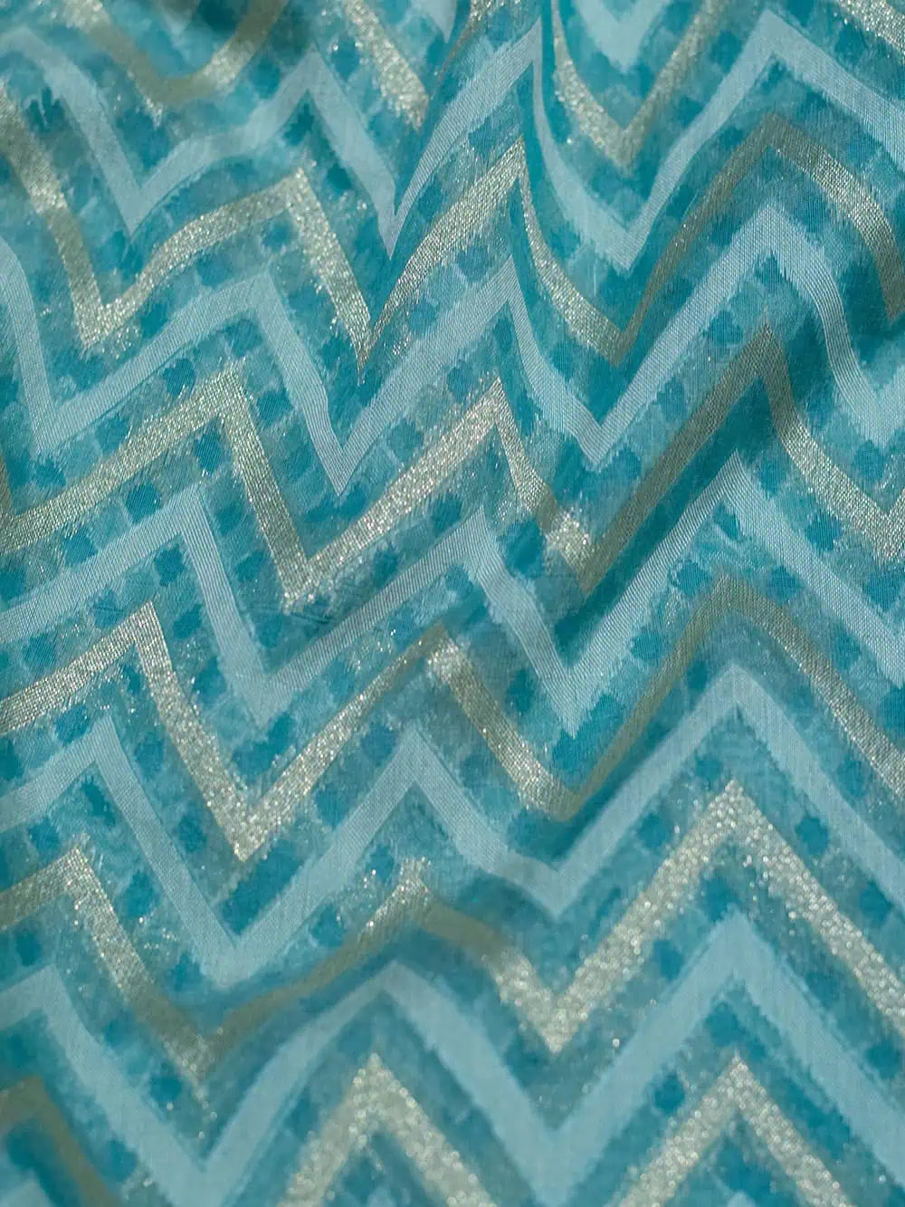 Handwoven Sky Blue Banarasi Cotton Soft Silk Saree
