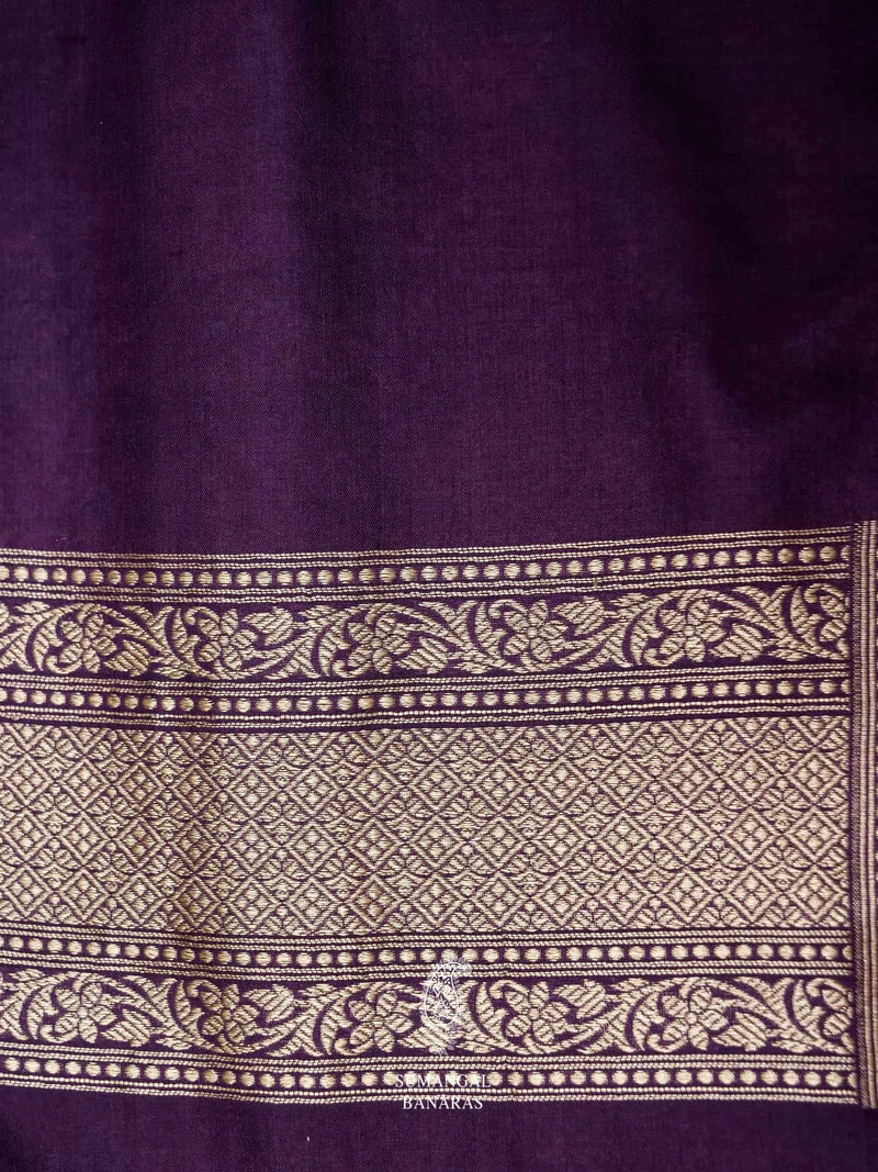 Handwoven Violet Banarasi Pashmina Silk Saree