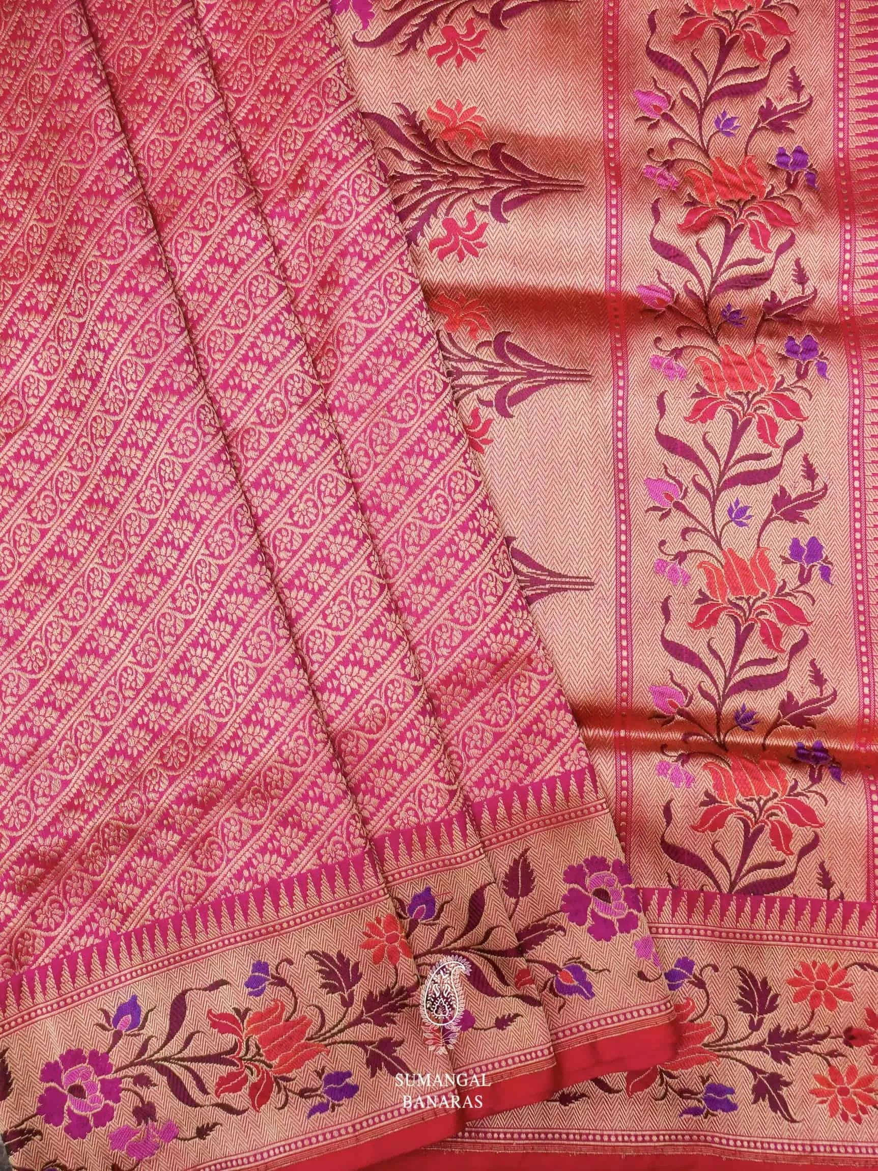 Lavender Pure Banarasi Khaddi Georgette Saree - Aura Benaras