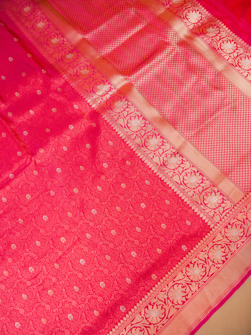 Handwoven Pink Banarasi Katan Silk Saree