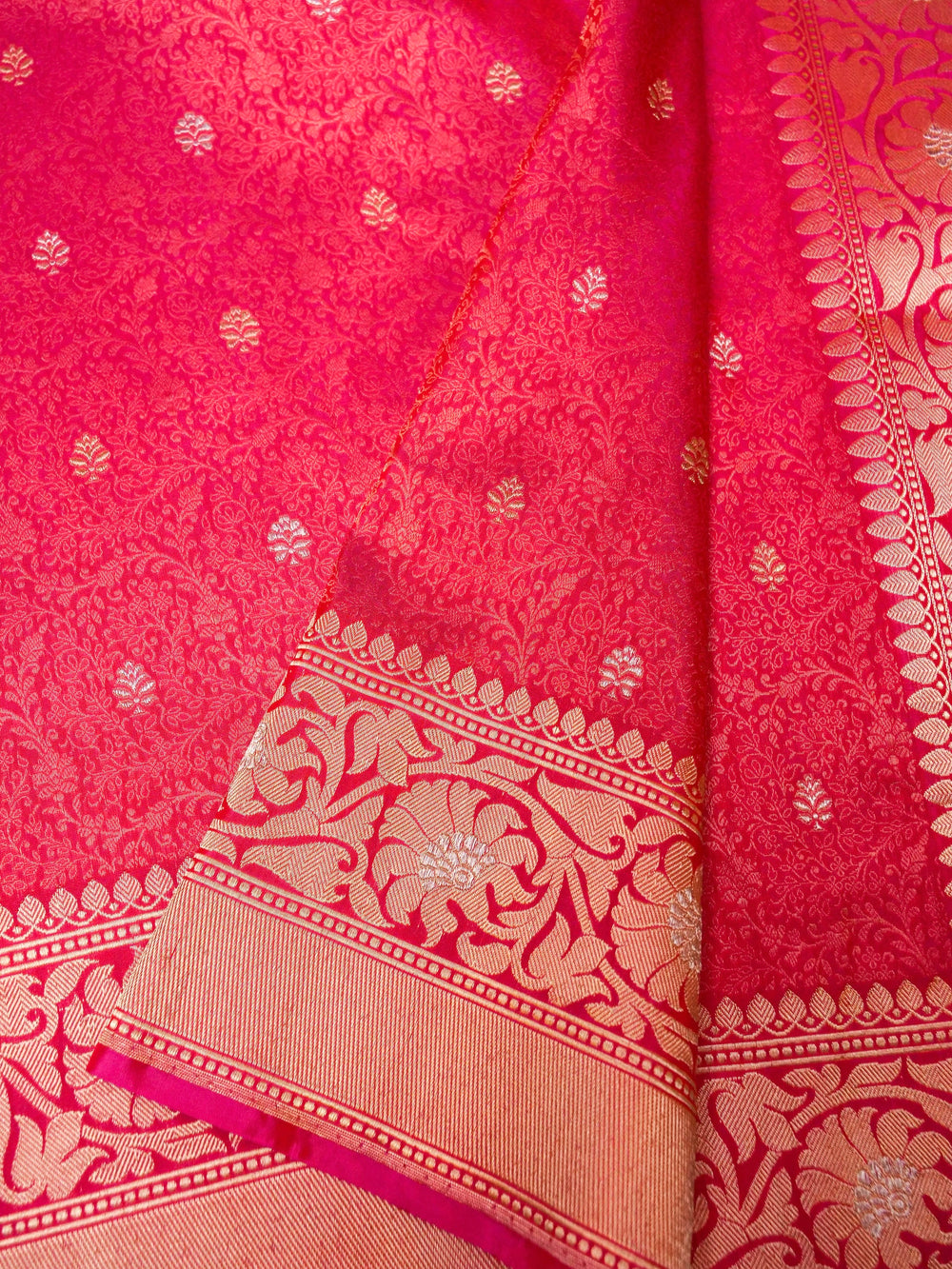 Handwoven Pink Banarasi Katan Silk Saree