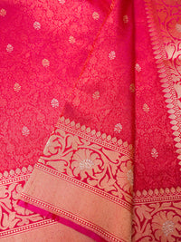 Handwoven Pink Banarasi Katan Silk Saree