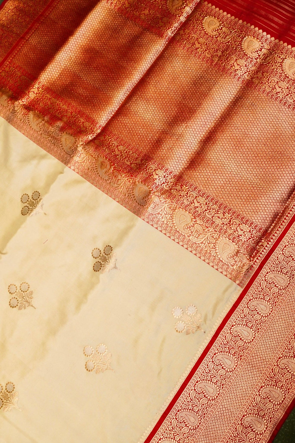 Handwoven Beige Banarasi Katan Silk Saree