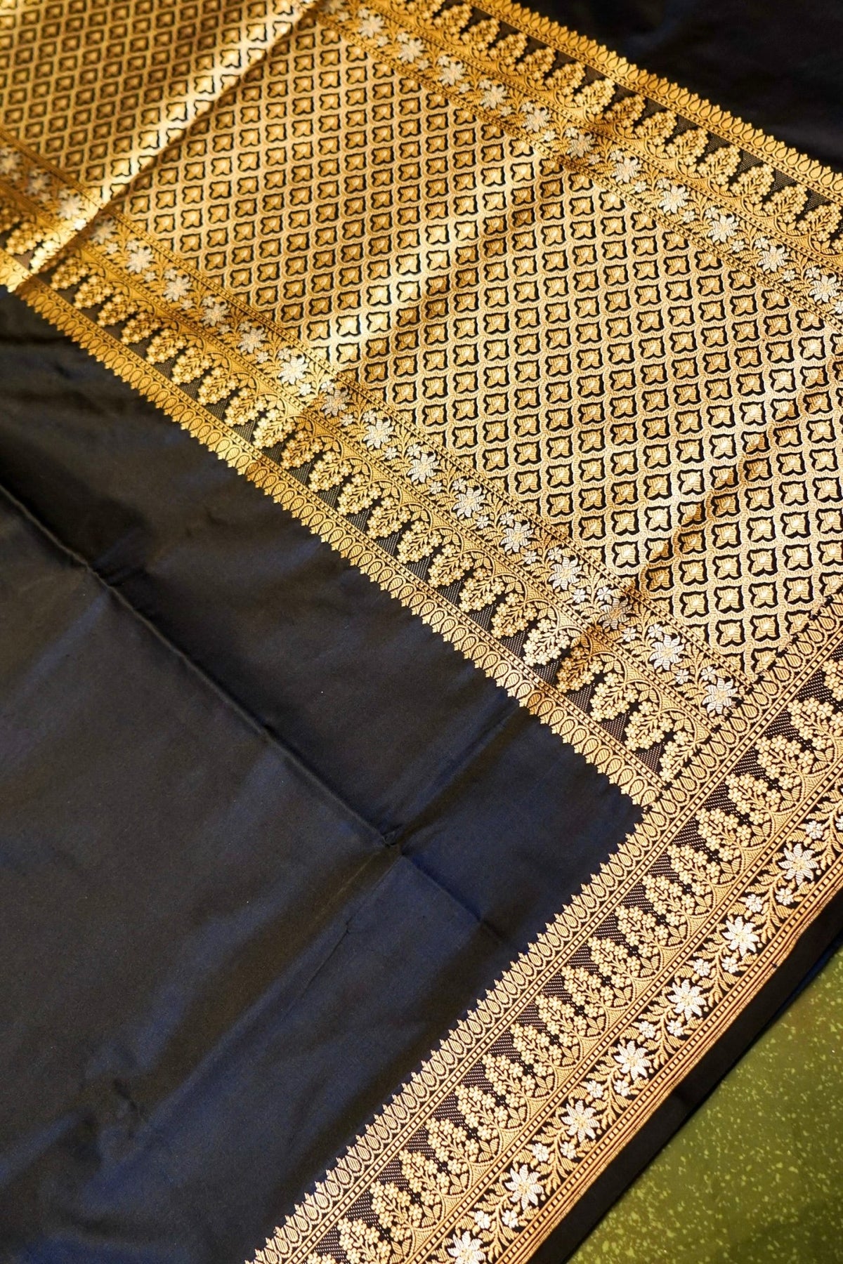 Handwoven Black Banarasi Katan Silk Saree