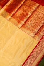 Handwoven Pastel Yellow Banarasi Katan Silk Saree