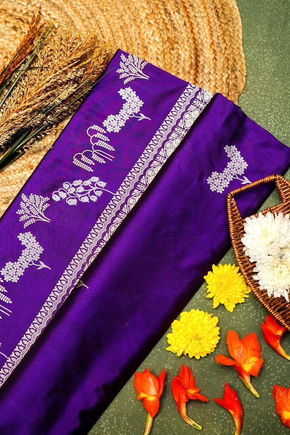 Handwoven Purple Banarasi Katan Silk Saree