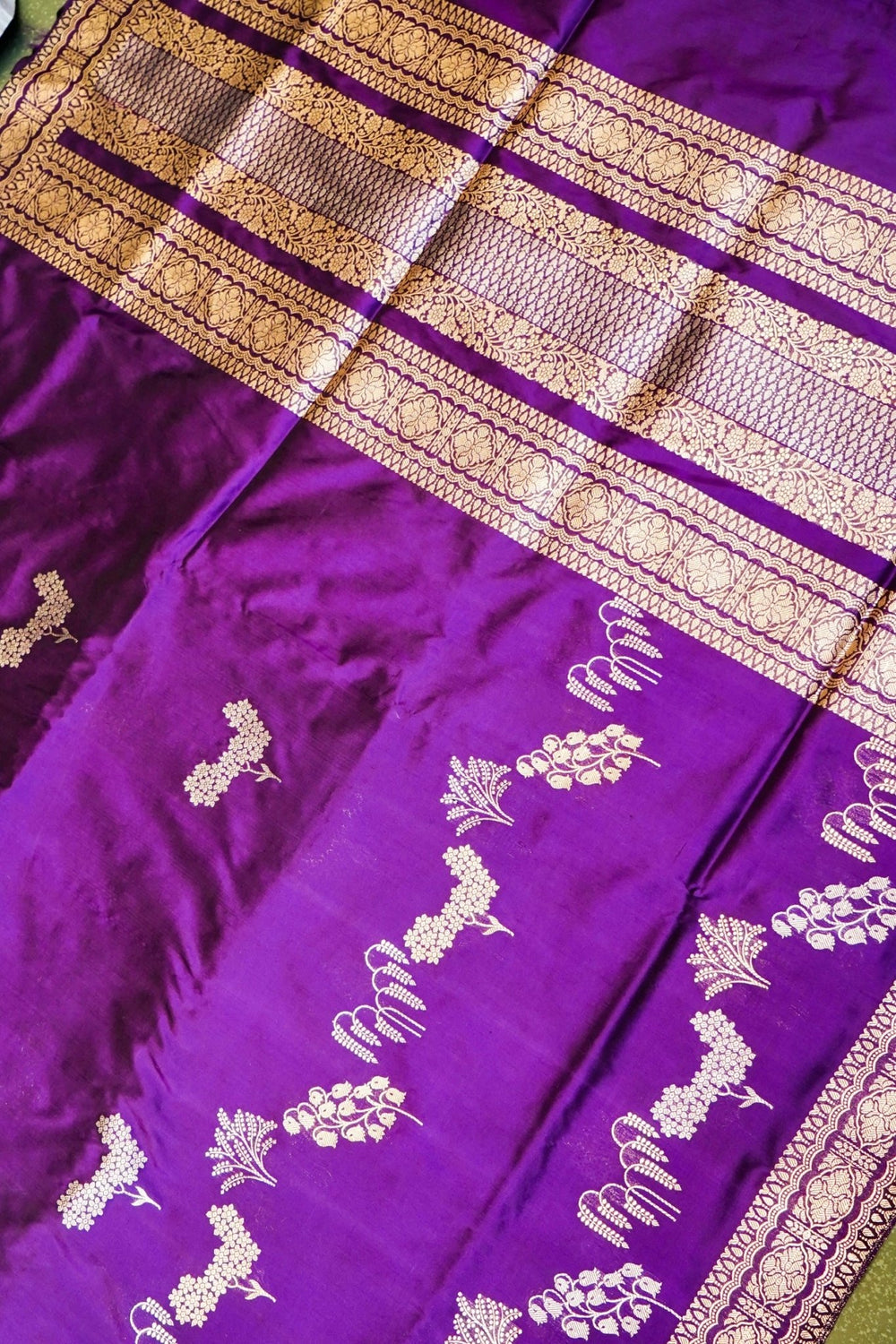 Handwoven Purple Banarasi Katan Silk Saree