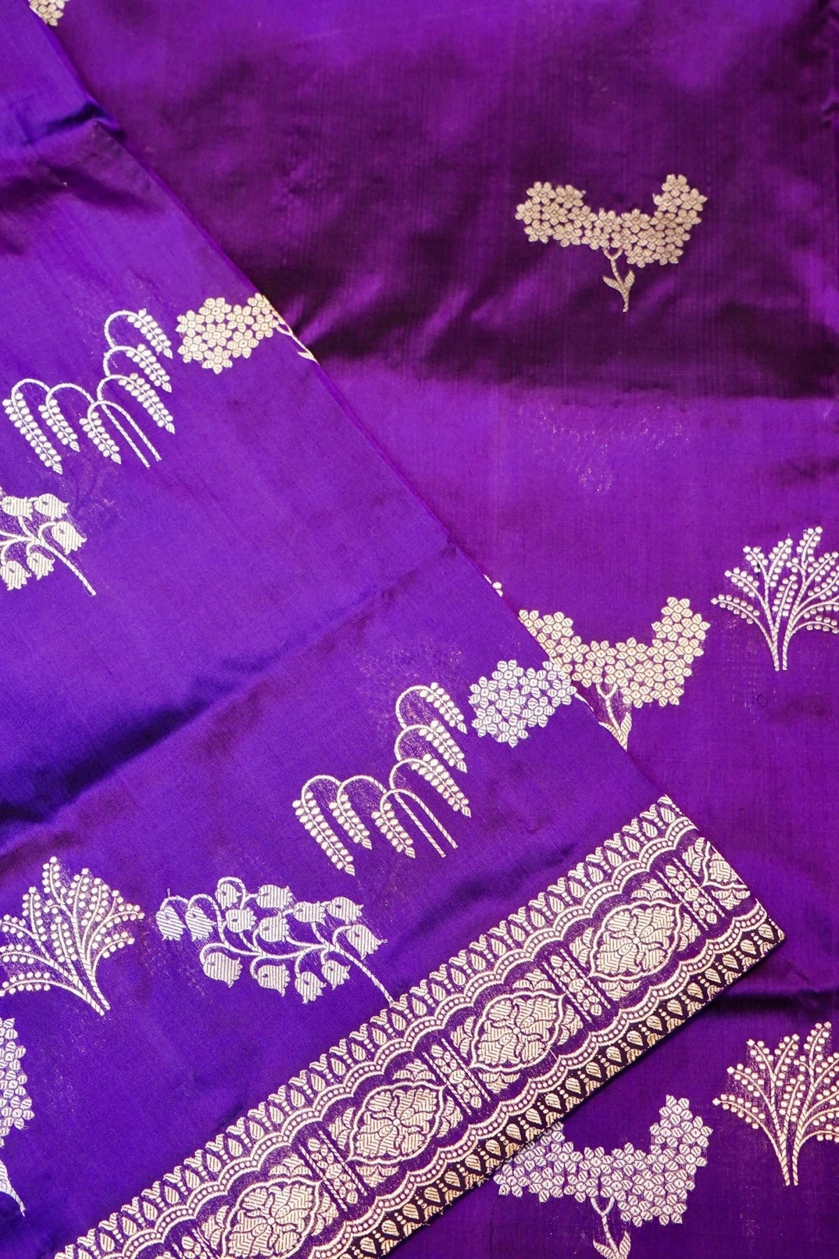 Handwoven Purple Banarasi Katan Silk Saree