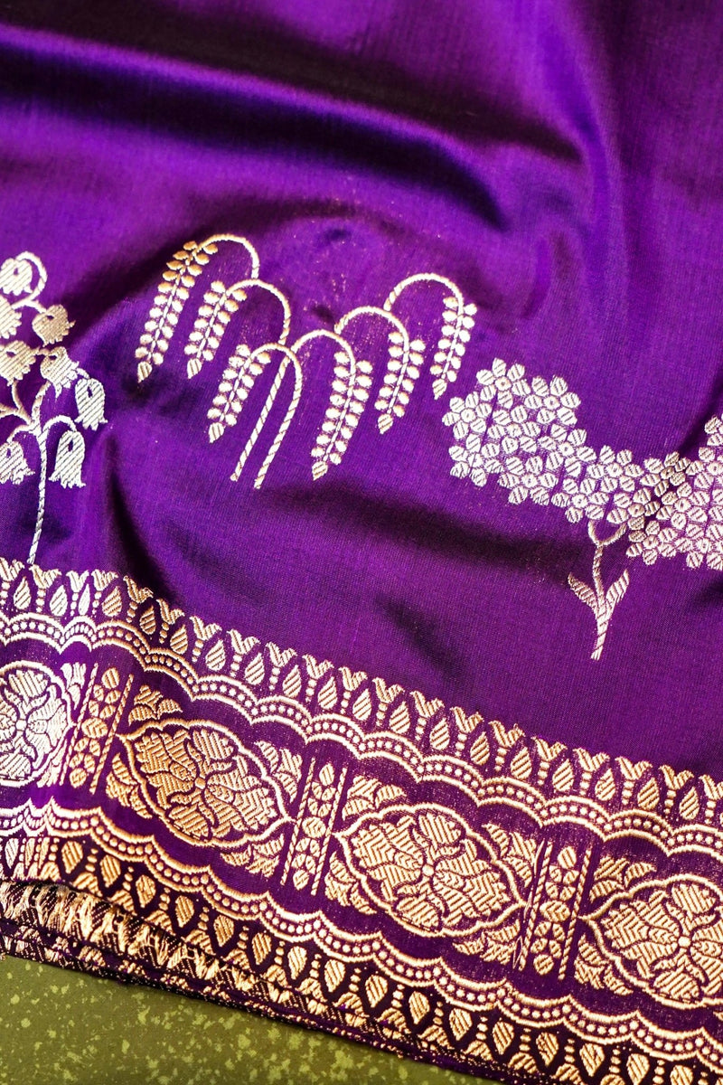 Handwoven Purple Banarasi Katan Silk Saree