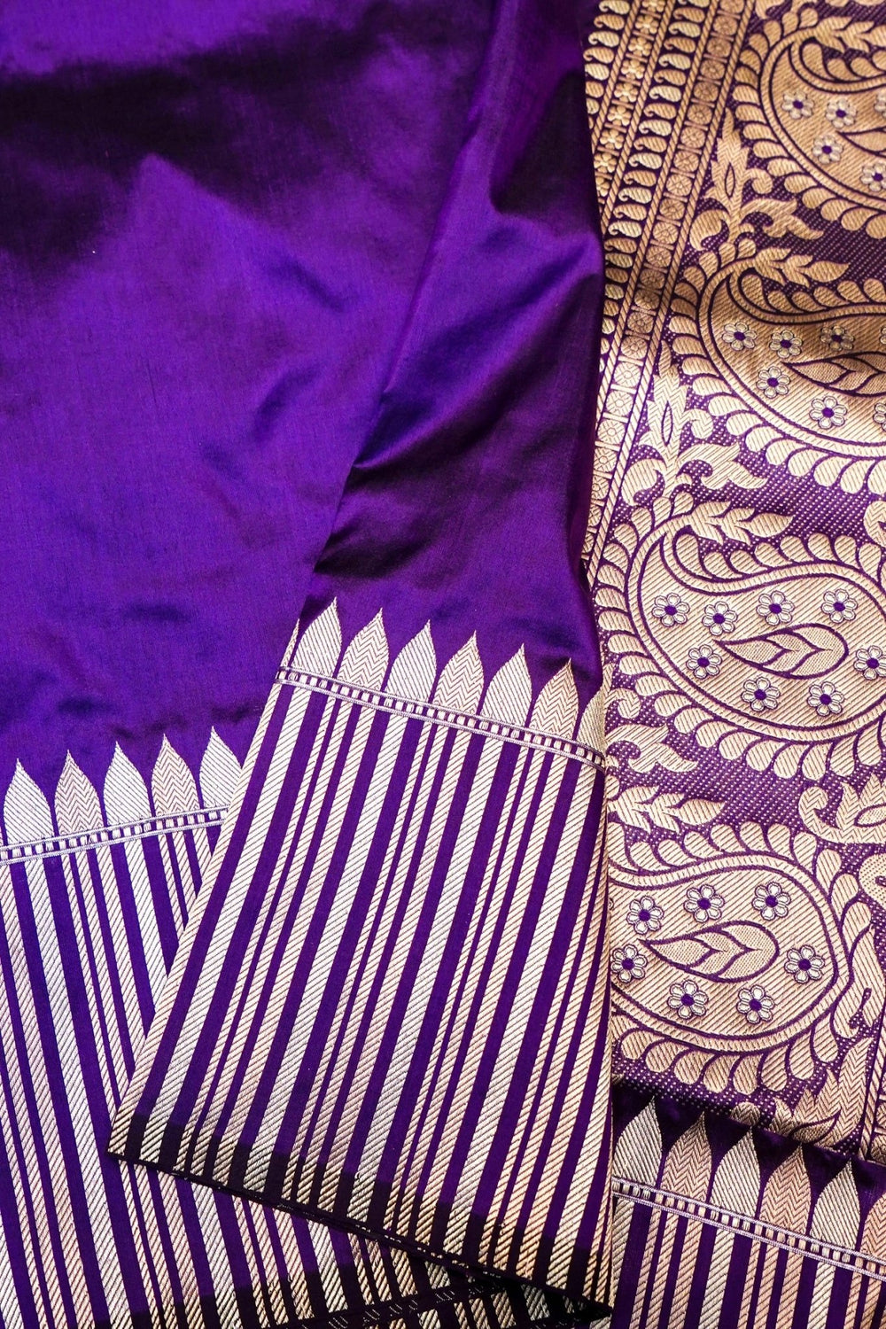 Handwoven Purple Banarasi Katan Silk Saree