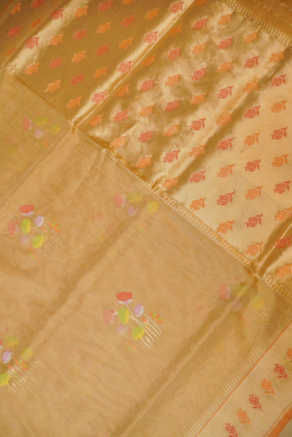 Handwoven Golden Banarasi Tissue Silk Saree