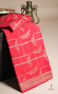 Handwoven Red Banarasi Crepe Georgette Silk Saree