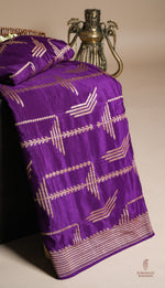 Handwoven Purple Banarasi Crepe Georgette Silk Saree