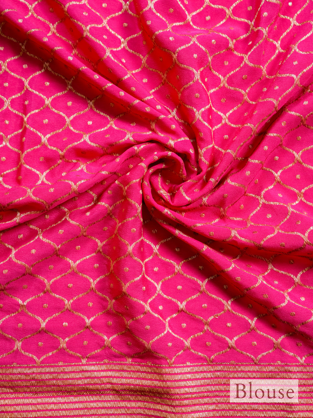 Handwoven Pink Banarasi Crepe  Georgette Saree