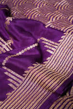 Handwoven Purple Banarasi Crepe Georgette Silk Saree