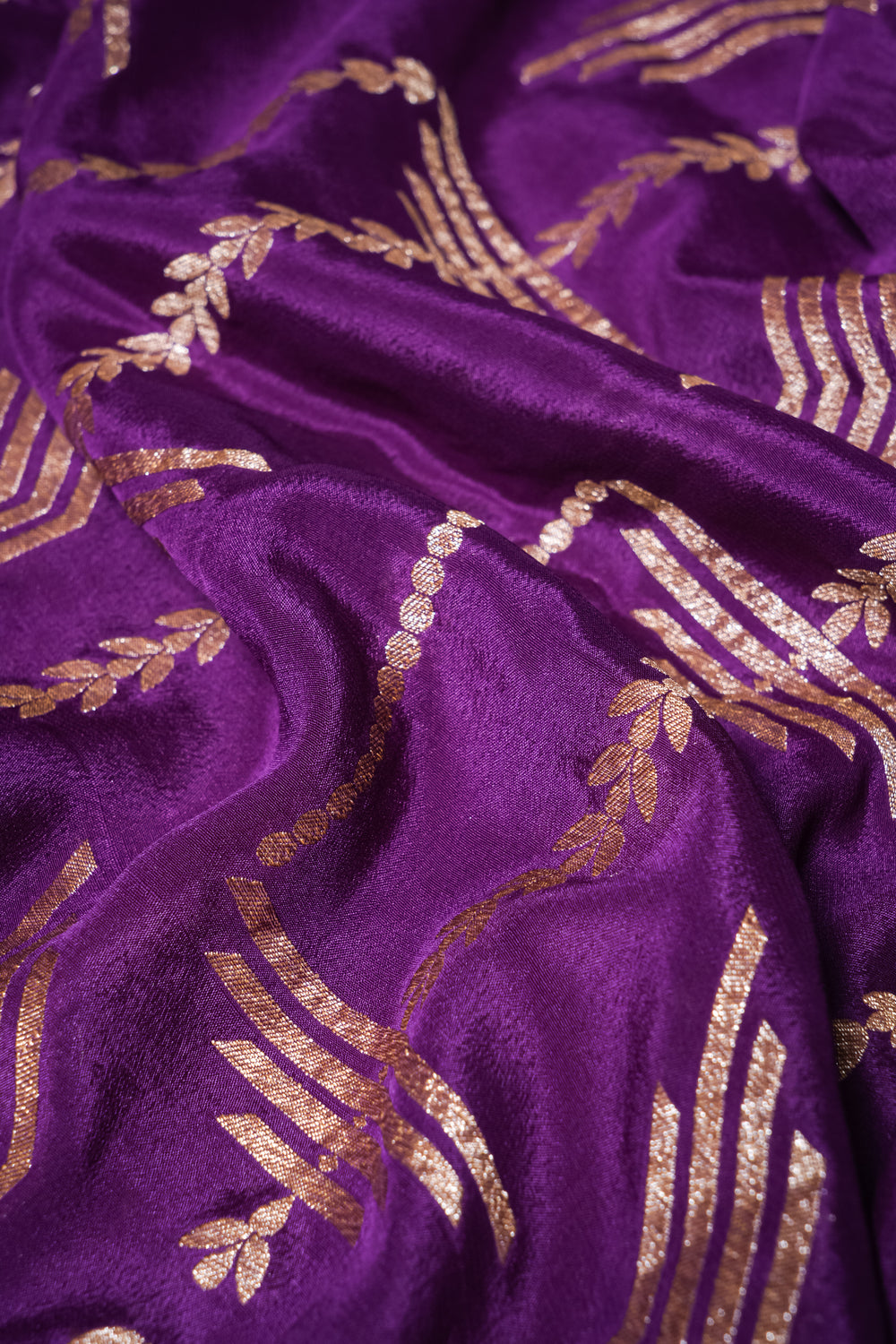 Handwoven Purple Banarasi Crepe Georgette Silk Saree