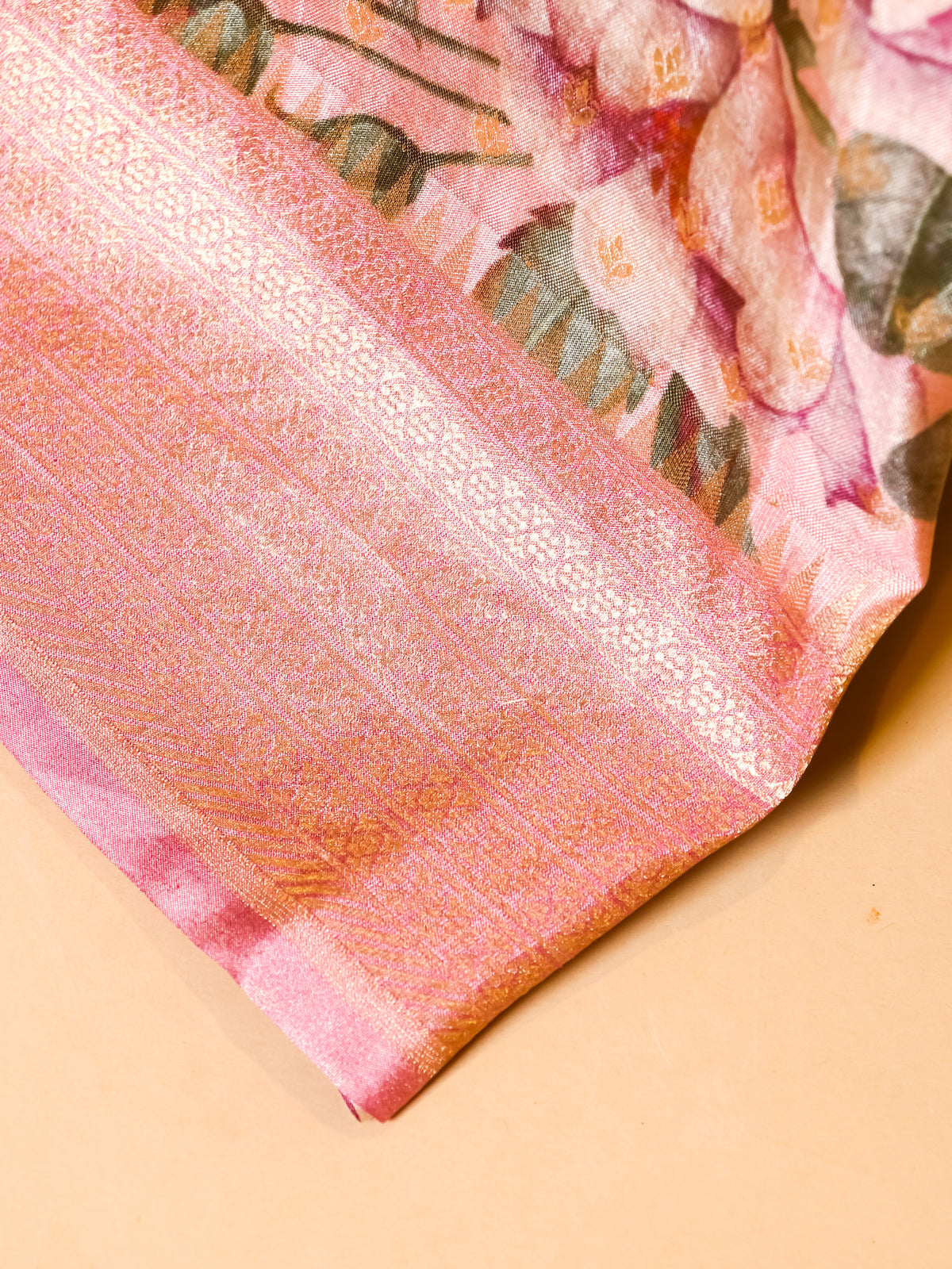 Handwoven Peach Banarasi Tissue Silk Saree