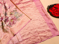 Handwoven Peach Banarasi Tissue Silk Saree