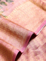 Handwoven Peach Banarasi Tissue Silk Saree