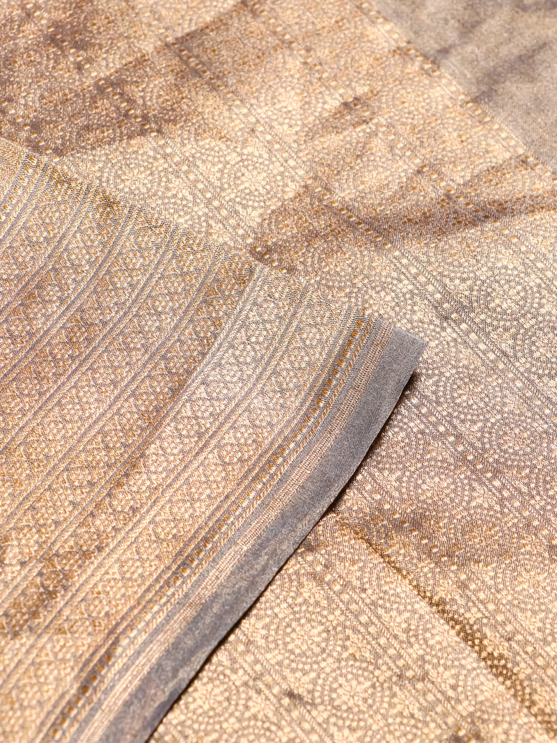 Handwoven Grey Banarasi Tissue Silk Saree