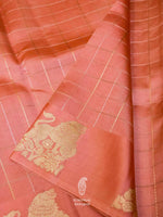 Handwoven Peach Banarasi  Katan Soft Silk Saree