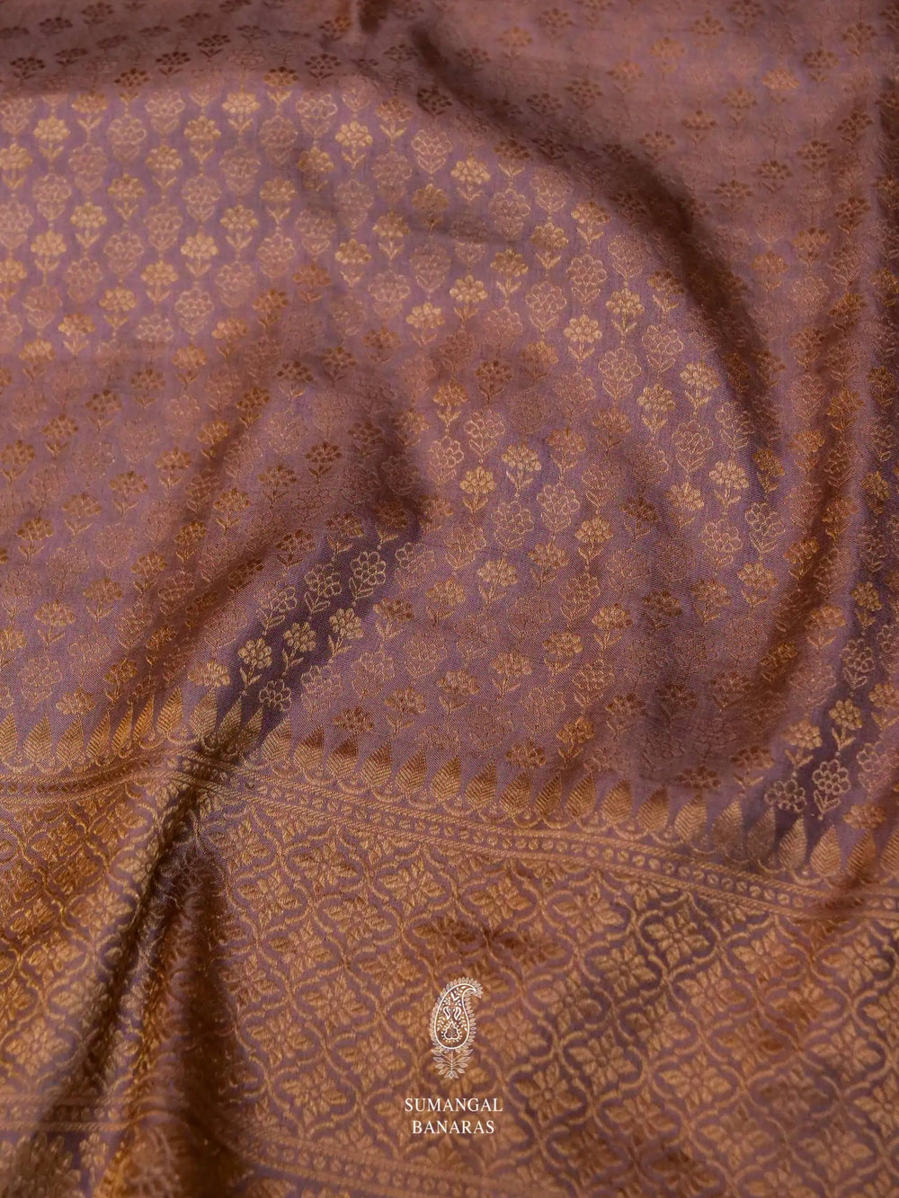 Handwoven Lavender Banarasi Mashru Silk Saree