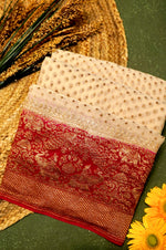Handwoven Off White Banarasi Crepe Georgette Saree