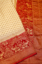 Handwoven Off White Banarasi Crepe Georgette Saree