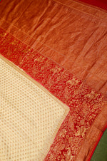 Handwoven Off White Banarasi Crepe Georgette Saree